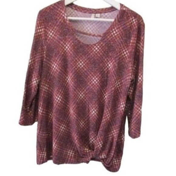 Cato Size Medium Womens Burgundy & Tan Patterned #H-44 - Picture 1 of 6
